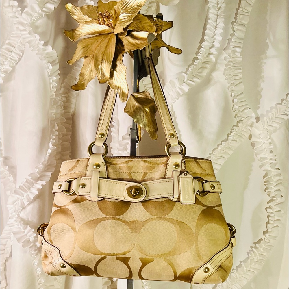 Coach Beige Signature Shoulder Bag